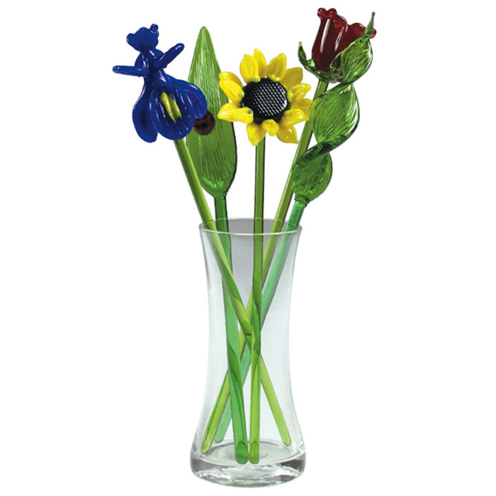 Red Co. Decorative Glass Lovely Flower Bouquet with Vase, Gift Boxed β Spring Bouquet