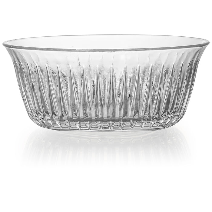 Red Co. Set of 6 Round 5β Traditional Cut Glass 12 Fl Oz Sculpted Ribbed Serving Bowls, Clear