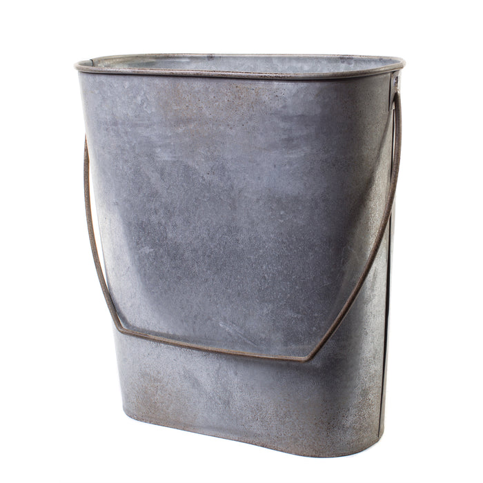 Red Co. 10β Tall Farmhouse Galvanized Tin Metal Hanging Bucket with Hoop Handle, Brushed Grey