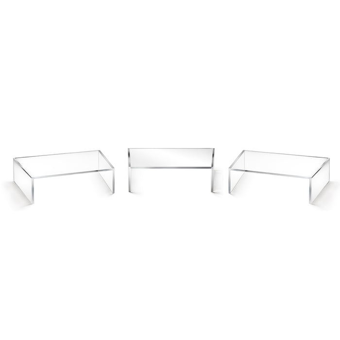 Red Co. Set of 3 Modern Clear Acrylic Desktop Computer Monitor Stands with Adjustable Length & Angle, 14.7β x 9β x 4β