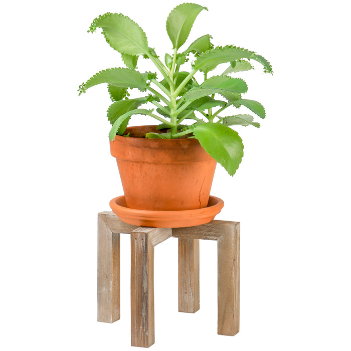 Red Co. 6β Decorative Distressed Wood Cross Leg Pedestal Plant Stand Holder, Natural Brown