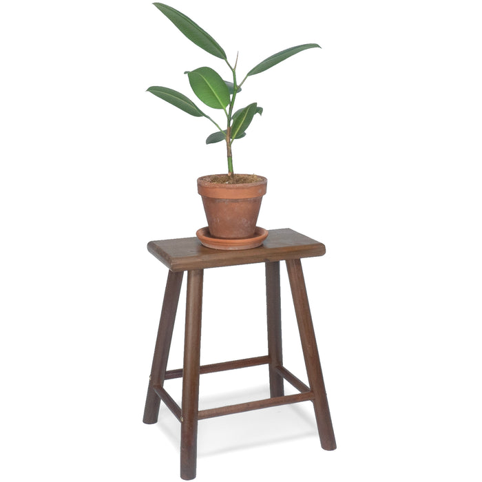 Red Co. 17.5β Tall Decorative Rectangular Top Wooden Stool Display Plant Stand Table, Brown