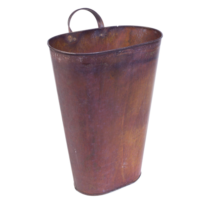 Red Co. 15.5β Farmhouse Galvanized Metal Floor-Standing & Wall-Hanging Umbrella Bucket with Handle, Rusted Brown