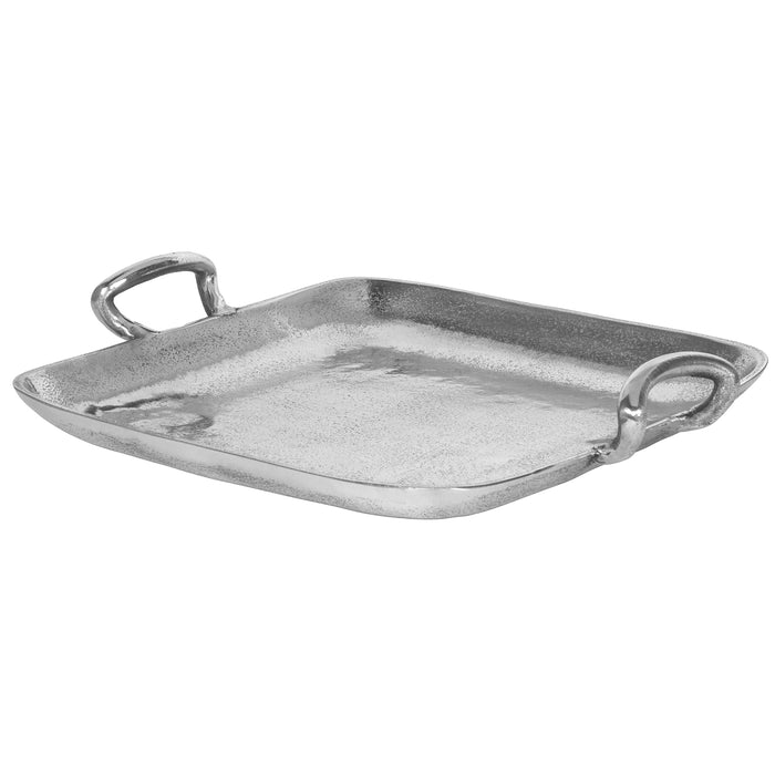 Red Co. Textured Square Tray with Handles, Decorative Bar/Vanity/Serving Tray β 16 Inches