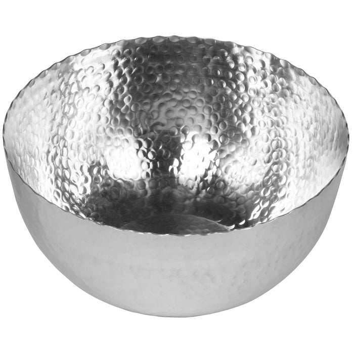 Red Co. Luxurious Hammered Aluminum Round Bowl with Petal Edge, Metal Decorative Bowl, Chrome Finish β 14 Inches