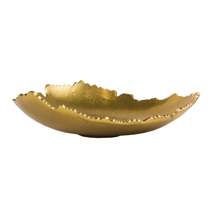Red Co. 12β Decorative Antique Golden Allure Torn Metal Centerpiece Bowl with Sculpted Edges