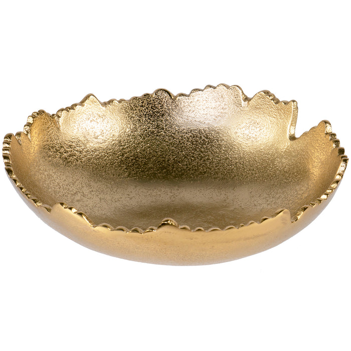 Red Co. 8.75β Gold Moon Decorative, Asymmetrical Torn, Hammered Metal Centerpiece Bowl with Sculpted Edges