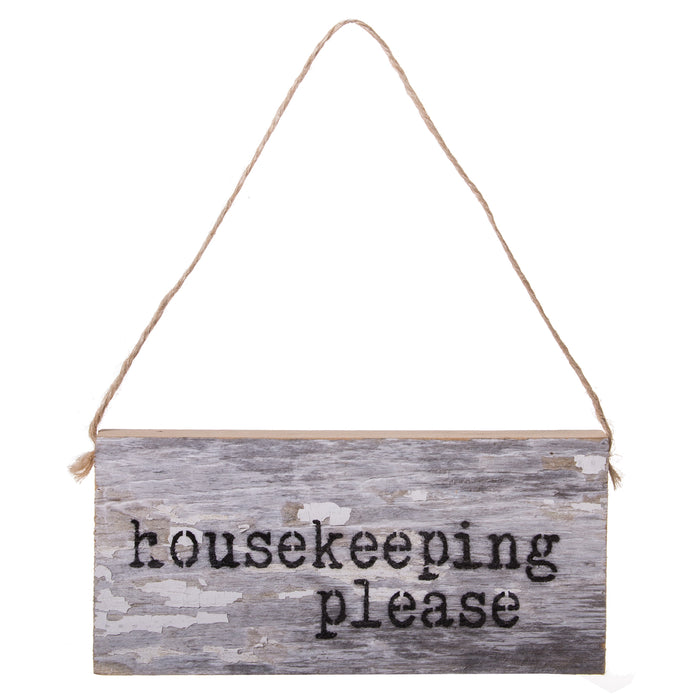 Second Nature By Hand 6x3 inch Reclaimed Wood Art, Decorative Handcrafted Sign β Housekeeping Please