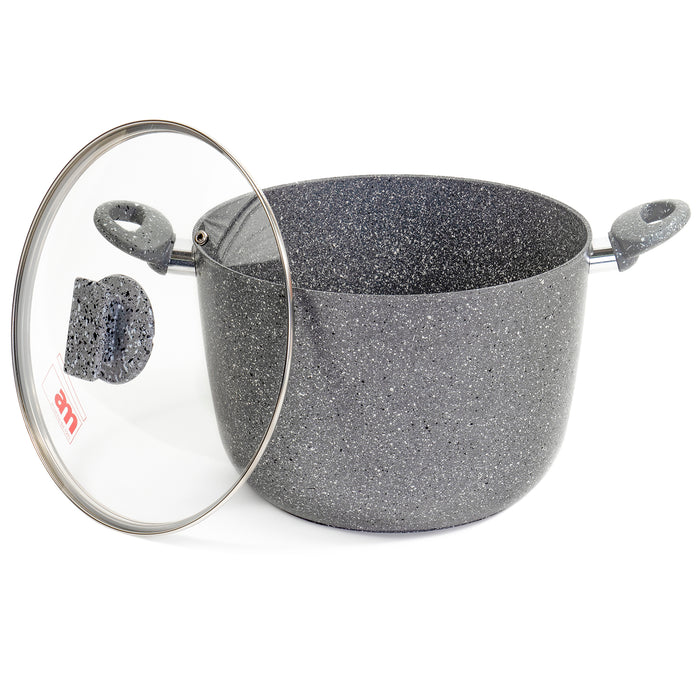 Red Co. Nonstick Pot and Lid with Pure Aluminum Body, Micro Natural Particles, Induction Capable, Dishwasher Safe