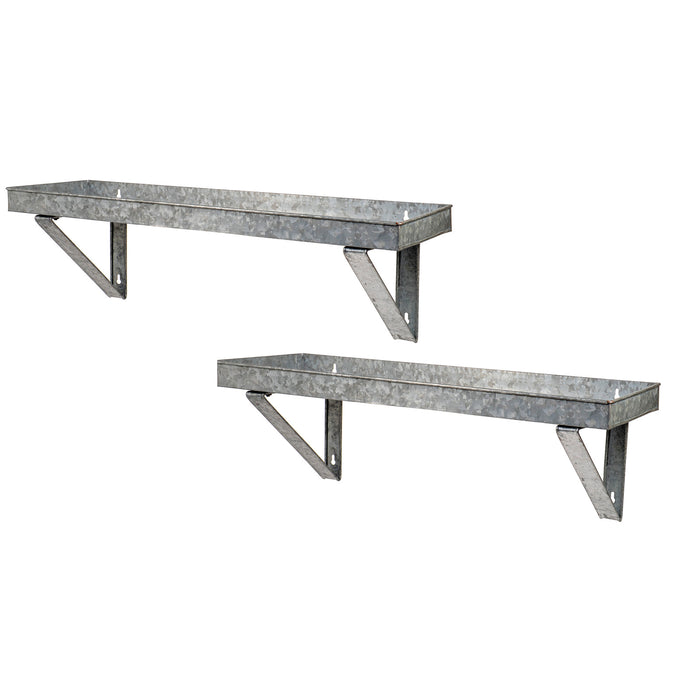 Red Co. Multipurpose Rustic Wall-Mounted Galvanized Metal Work Display Shelf for Kitchen, Bathroom, Entryway, Set of 2-29β Each