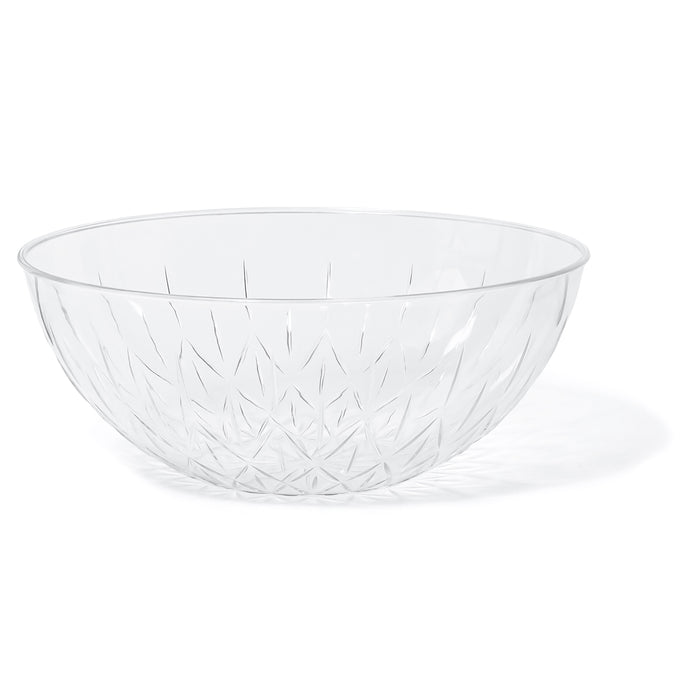 Red Co. Triangle Etched Clear Polystyrene Bowl for Fruits and Vegetables, Dining Table Kitchen Decoration, Made in USA