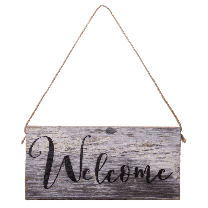 Second Nature By Hand 6x3 inch Reclaimed Wood Art, Decorative Handcrafted Sign β Welcome