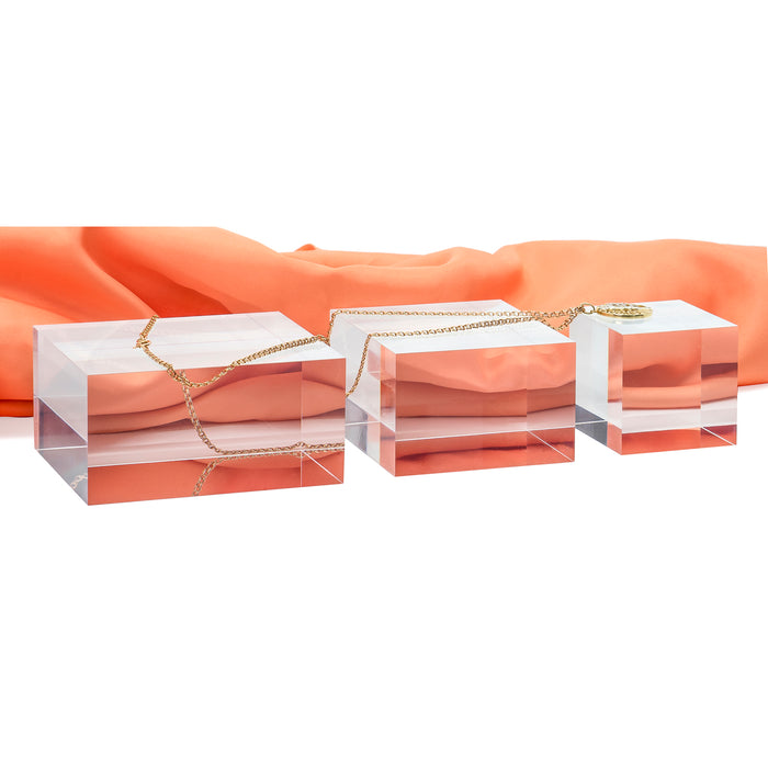 Red Co. Transparent Clear Solid Acrylic Cube Jewelry Display Stand Pedestals with Polished Edges β Set of 3 Sizes