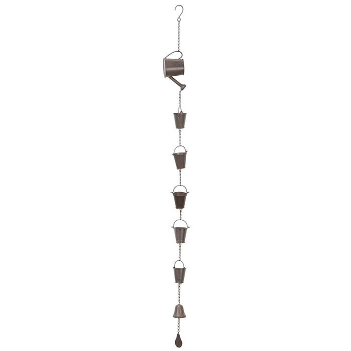 Red Co. 5-Foot Decorative Hanging Metal Rain Chain & Garden Rainwater Catcher β Watering Can & Buckets with Bell