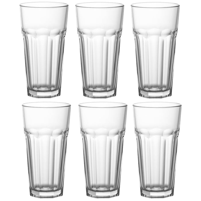 Red Co. Set of 6 Clear Glass 16 Fl Oz Drinking Highball Tumblers for Water, Juice, Beer, Cocktails