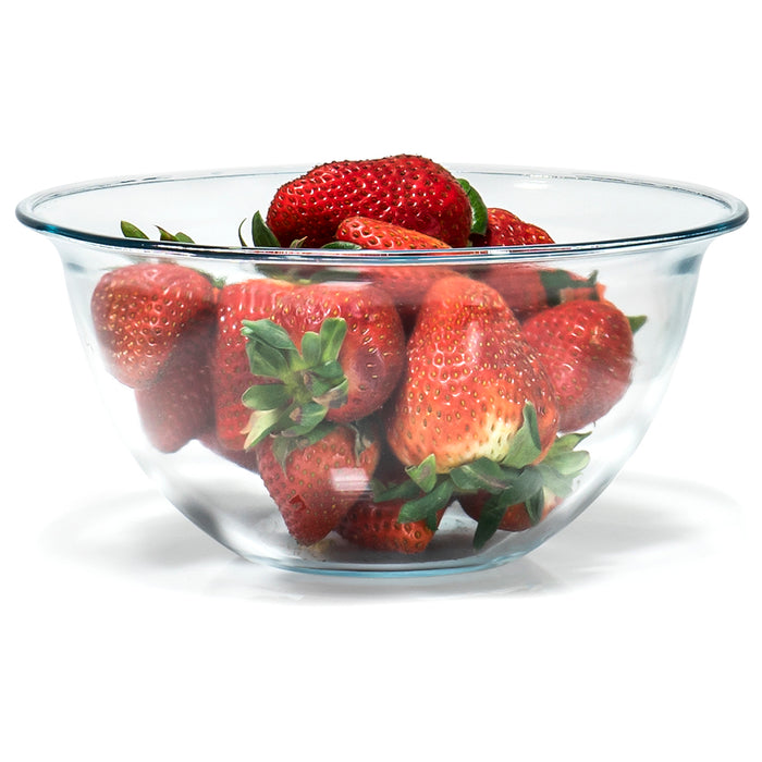 Red Co. 2 Quart Round Tempered Clear Glass Serving and Mixing Bowl for Fruits, Vegetables, Salad