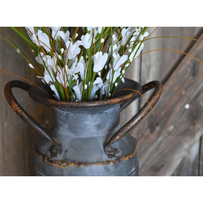 Red Co. 13” Large Decorative Farmhouse Galvanized Metal Milk Can Planter Vase with Handles