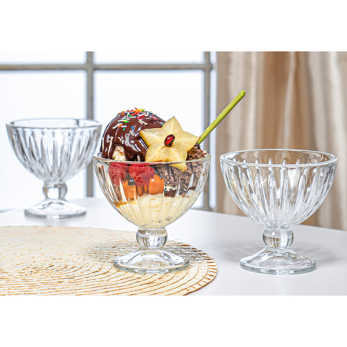 Red Co. Classic Footed Dessert Cups, Premium Crystal Clear Glass Ice Cream Bowls - Perfect for Parfait Fruit Salad or Pudding, Set of 6, 9 Oz