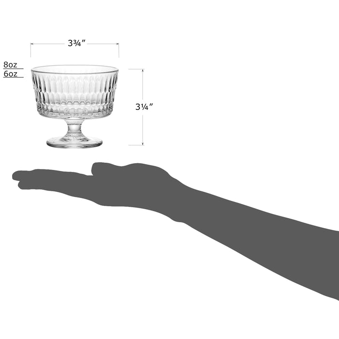 Red Co. Set of 6 Clear Glass 8 Fl Oz Footed Dessert Bowl Cups for Ice Cream, Parfait, Fruit Salad, or Pudding