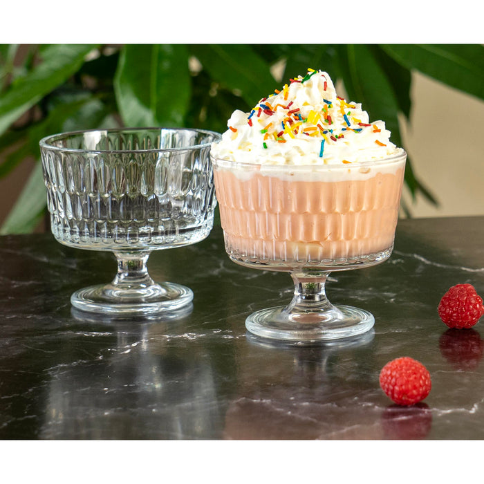 Red Co. Set of 6 Clear Glass 8 Fl Oz Footed Dessert Bowl Cups for Ice Cream, Parfait, Fruit Salad, or Pudding