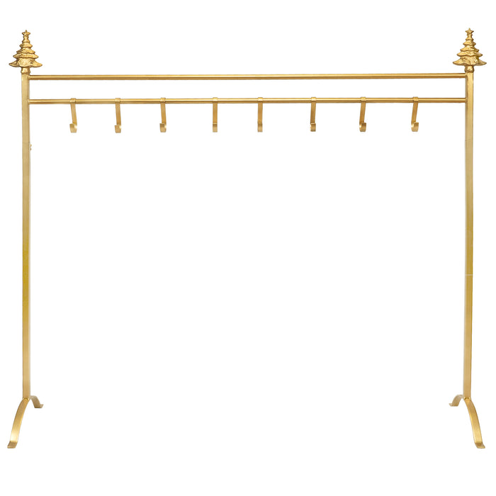 Red Co. 37.5” Christmas Tree Metal Freestanding Stocking Holder Stand Rack with 8 Hooks, Gold