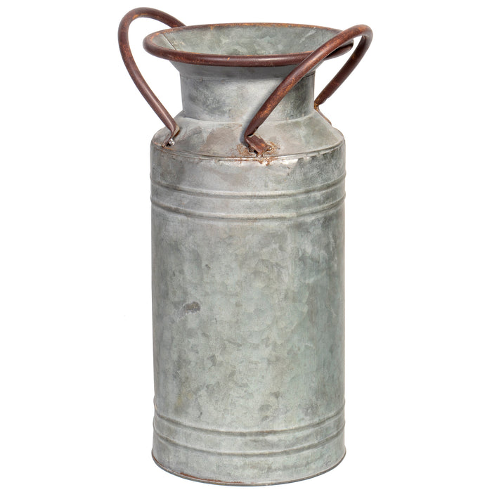 Red Co. 13” Large Decorative Farmhouse Galvanized Metal Milk Can Planter Vase with Handles