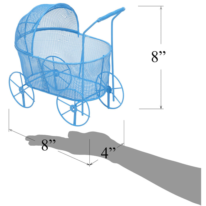 Red Co. Adorable Baby Shower Centerpiece, Decorative Stroller Carriage Basket, Blue, 8-inch