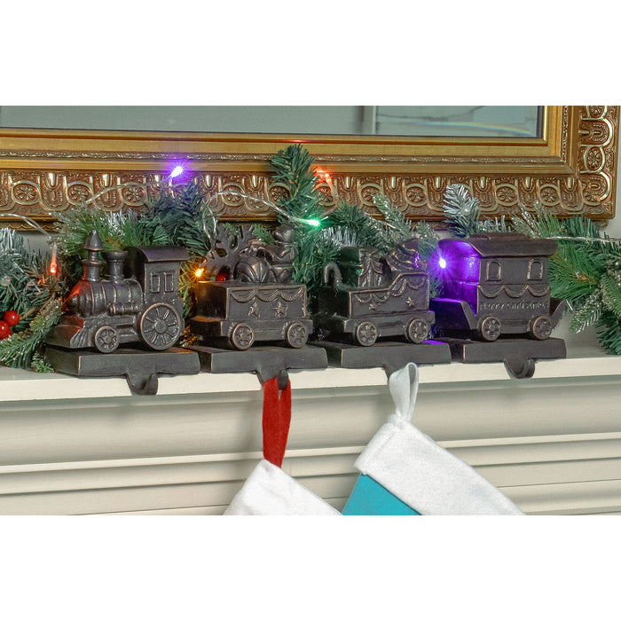 Red Co. Set of 4 Decorative 6" Cast Iron Stocking Holders with Hook, Old Bronze – Christmas Train