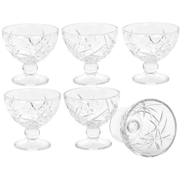 Red Co. Classic Footed Dessert Cups, Premium Crystal Clear Glass Ice Cream Bowls - Perfect for Parfait Fruit Salad or Pudding, Set of 6, 9 Oz