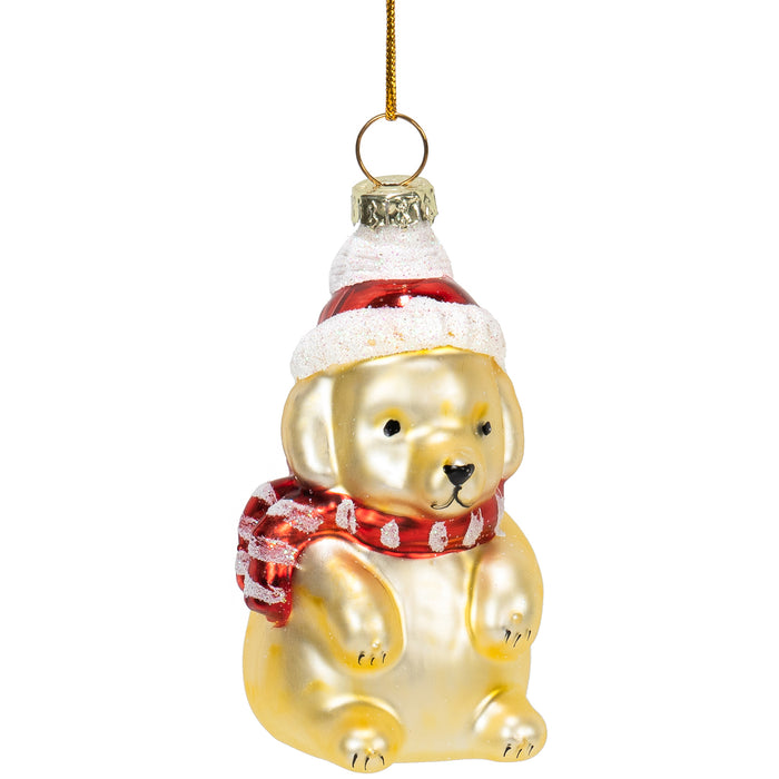 Red Co. 3” Mini Decorative Glass Hanging Christmas Tree Ornament – Golden Puppy