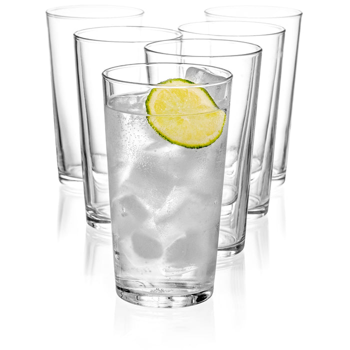 Red Co. Set of 6 Clear Glass 20 Fl Oz Drinking Glassware Beverage Tumblers