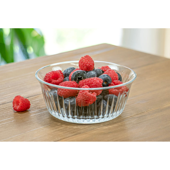 Red Co. Set of 6 Round 5” Traditional Cut Glass 12 Fl Oz Sculpted Ribbed Serving Bowls, Clear