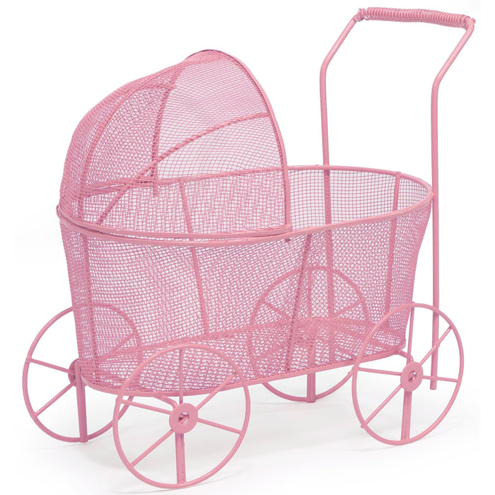 Red Co. Adorable Baby Shower Centerpiece, Decorative Stroller Carriage Basket, Pink, 8-inch