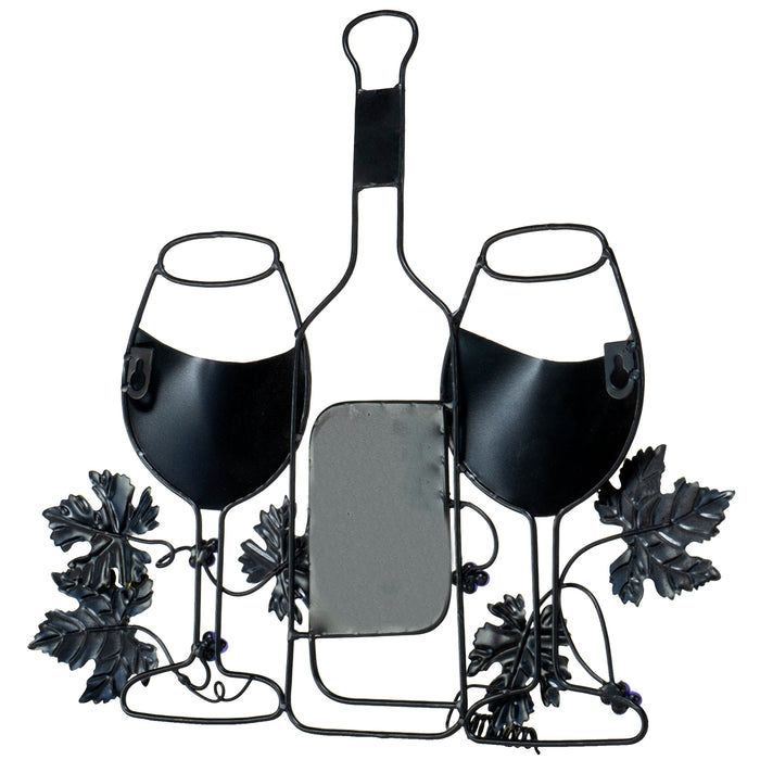 Red Co. 17" x 14.5” Hanging Metal Wire Wall Art Décor Sculpture – Red Wine Bottle with 2 Glasses