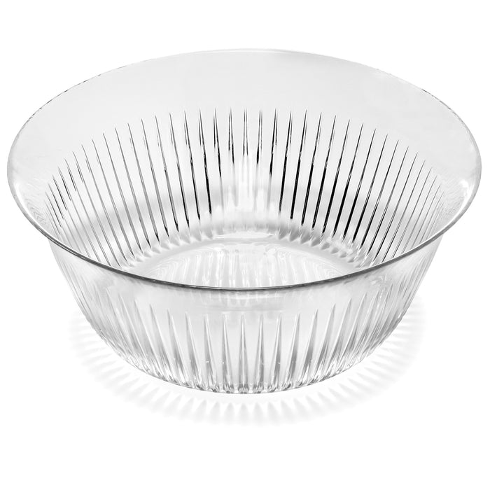 Red Co. 9.5” Round Traditional Cut Glass 86 Fl Oz Sculpted Ribbed Serving Bowl, Clear