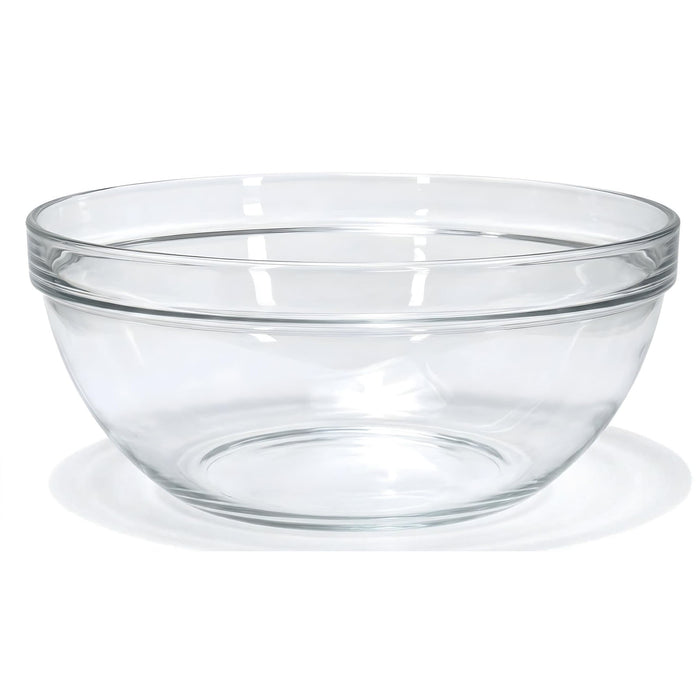 Red Co. 5.8 Quart Fully Tempered Clear Glass Mixing and Prepping Bowl with Safety Rim, Large