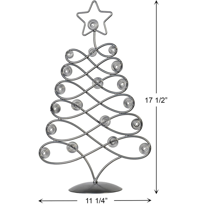 Red Co. 17.5" H Decorative Tabletop Display Christmas Tree Card & Photo Holder Rack in Silver Finish