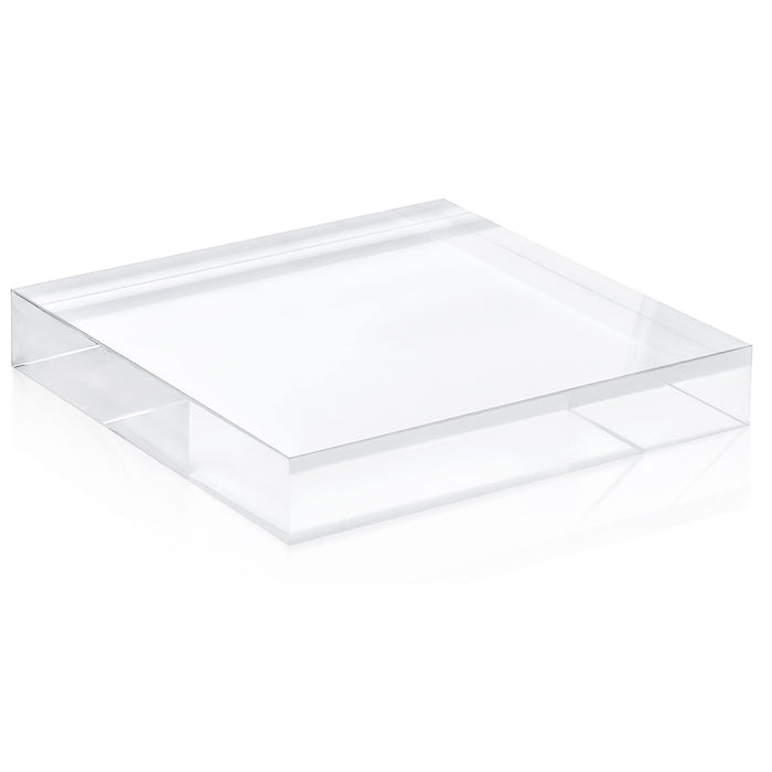 Red Co. Crystal Clear Polished Solid Acrylic Cube Jewelry Display Stand Pedestal Riser, 1” x 6” x 6”