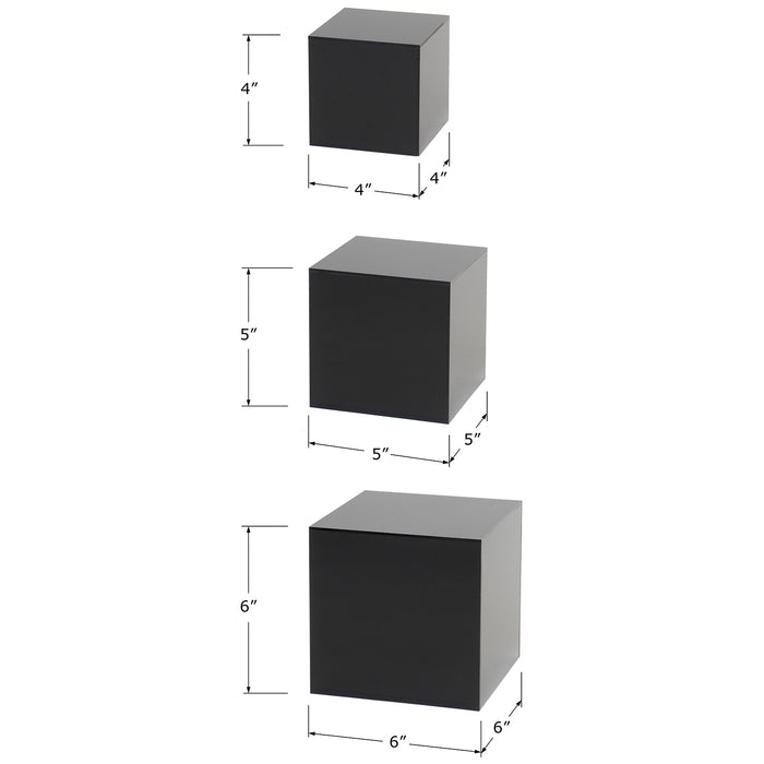 Red Co. Set of 3 Crystal Clear Acrylic Cube Display Nesting Riser Stands with Hollow Bottoms