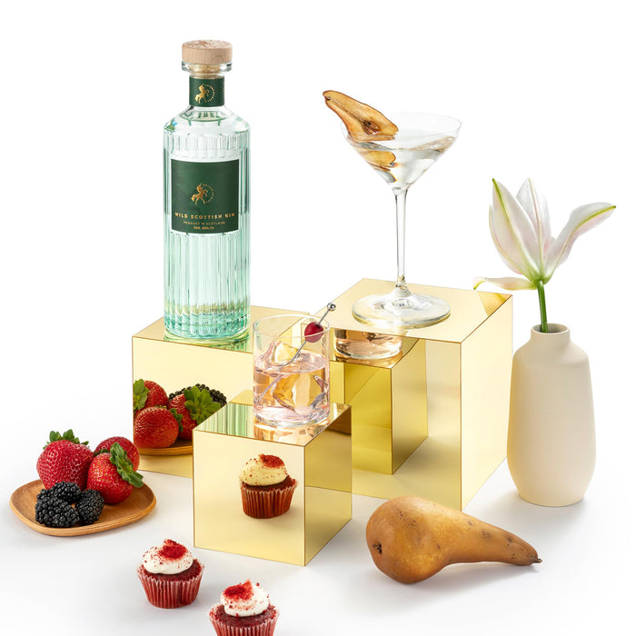 Red Co. Glossy Gold Acrylic Cube Display Nesting Riser Stands with Hollow Bottoms - 3-Pack