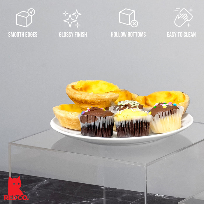 Red Co. Set of 3 Crystal Clear Acrylic Cube Display Nesting Riser Stands with Hollow Bottoms | Transparent