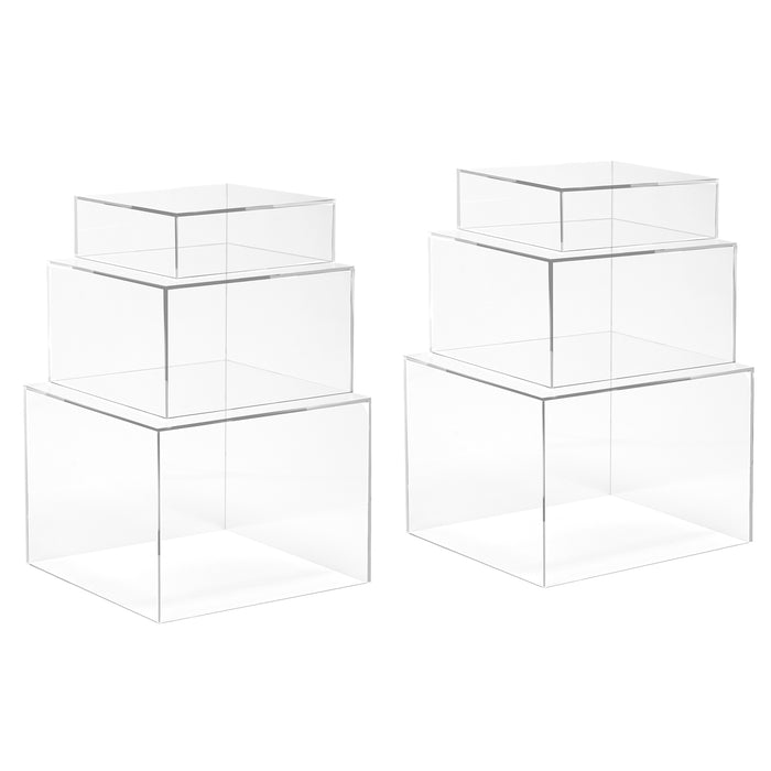 Set of 3 Acrylic Cube Display Nesting Risers with Hollow Bottoms