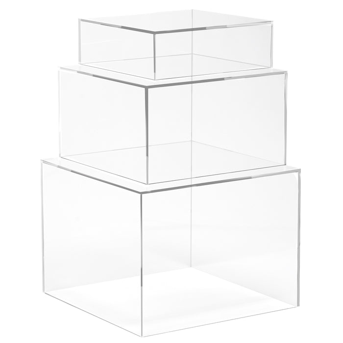 Red Co. Set of 3 Acrylic Cube Display Nesting Risers with Hollow Bottoms