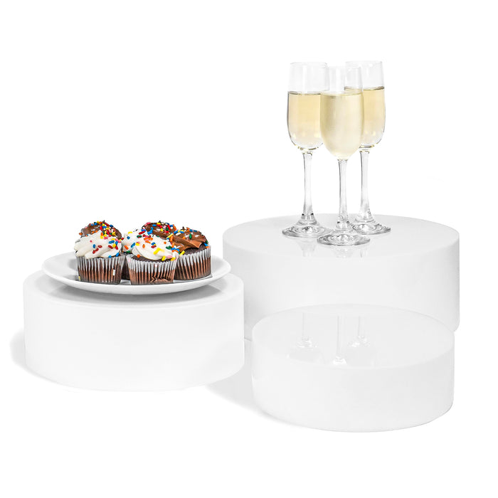 Red Co. Set of 3 Sizes Acrylic Round Cylinder Display Nesting Riser Stands with Hollow Bottoms