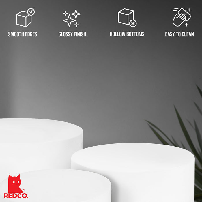 Red Co. Set of 3 Sizes Acrylic Round Cylinder Display Nesting Riser Stands with Hollow Bottoms