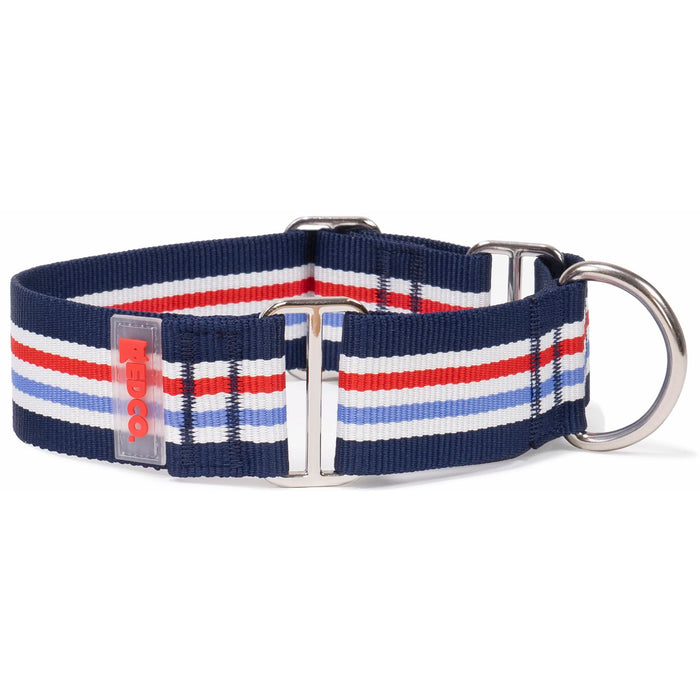 Red Co. 1.5” Adjustable Nylon Martingale Dog Collar with Striped Pattern