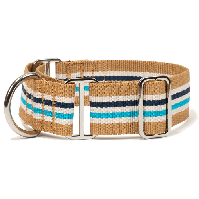 Red Co. 1.5” Adjustable Nylon Martingale Dog Collar with Striped Pattern