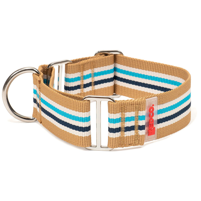 Red Co. 1.5” Adjustable Nylon Martingale Dog Collar with Striped Pattern