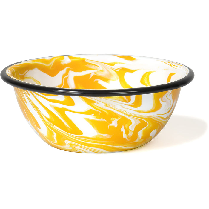 Red Co. Set of 4 Enamelware Metal Classic 20 oz Round Cereal Bowl, Swirl Design