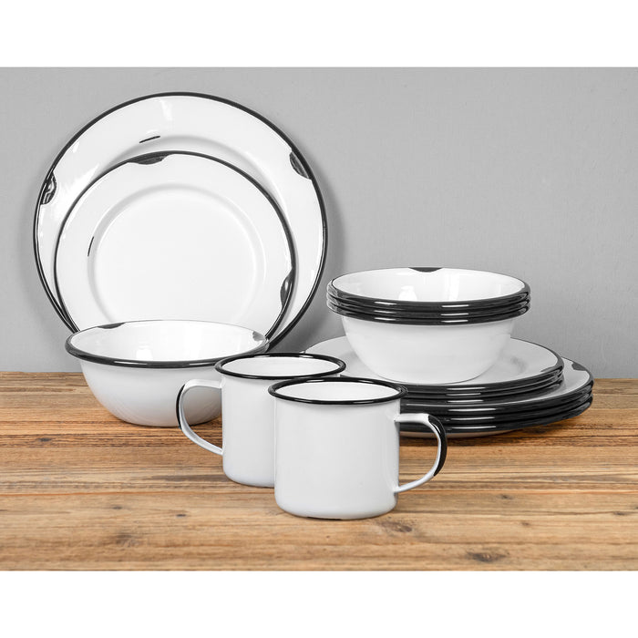 Red Co. 16-Piece Enamelware Metal Dinnerware Set for 4